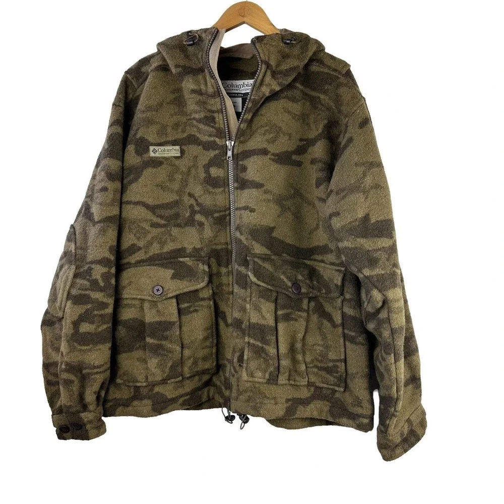 Columbia Men's Monarch Pass Camo Wool Blend Hooded Hunting Coat Size Large EUC - Picture 2 of 7